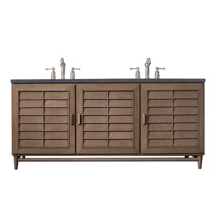 James Martin Vanities Portland 72in Double Vanity Whitewashed Walnut w/ 3 CM Charcoal Soapstone Quartz Top 620-V72-WW-3CSP